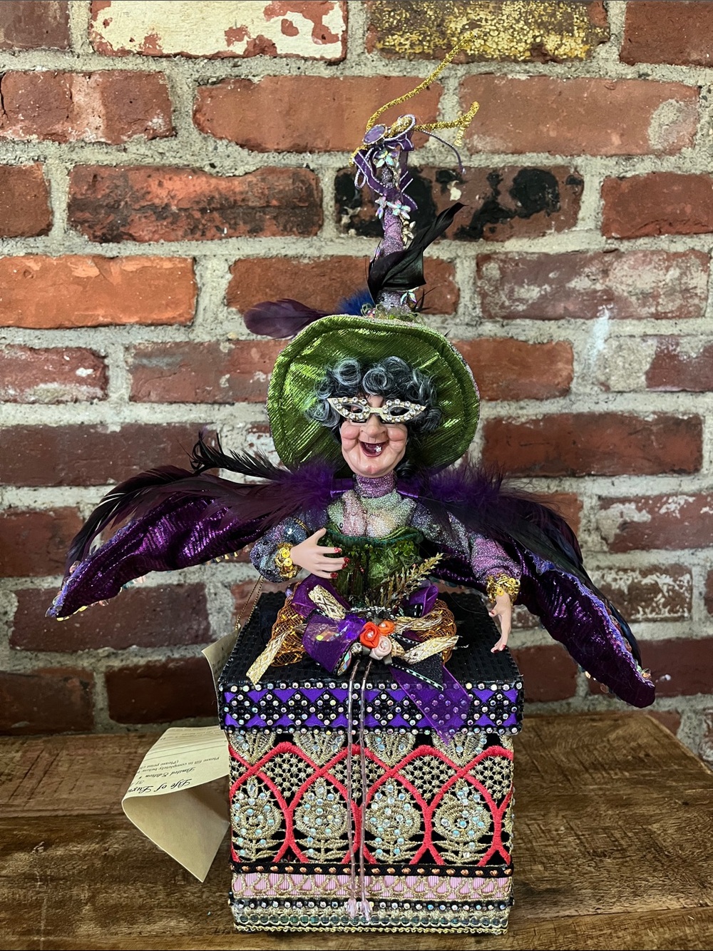 Mark Roberts Witch Figurine in Green, Purple, Gold and Black